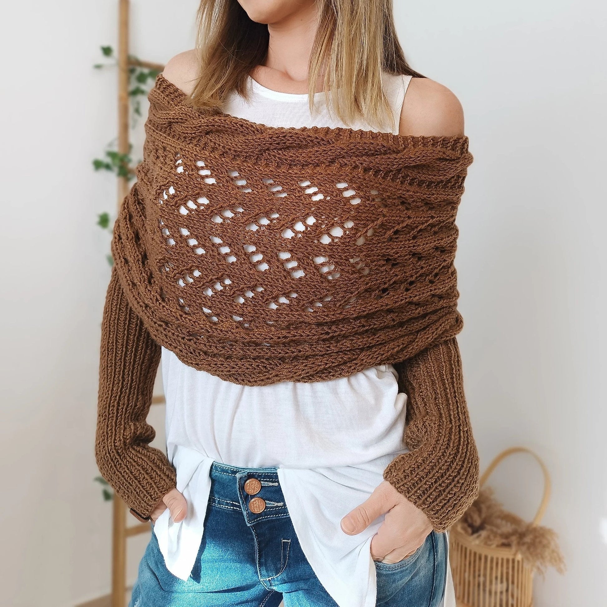 💥Buy 2 Get 10% Off💥Women’s Knitted Cut-Out Shawl Poncho Wrap-3