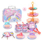 🎁HOT SALE🎁Unicorn Castle Pretend Tin Teapot and dessert rack set