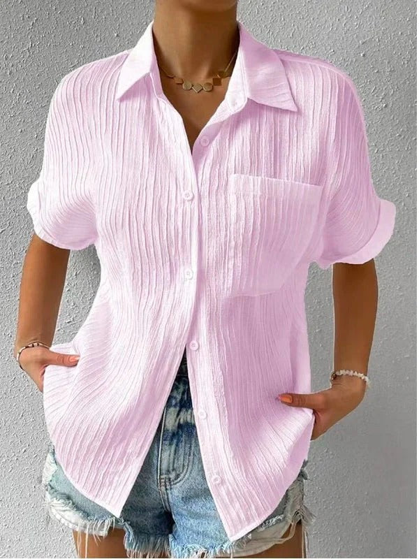 🎁BIG SALE 49% OFF🔥Shirt Collar Casual Buttoned Loose Blouse-5