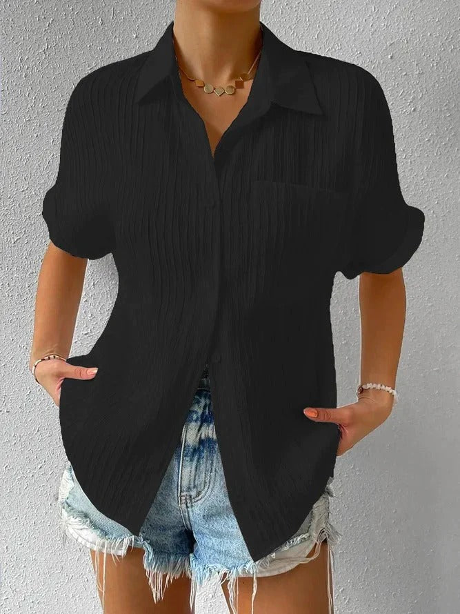 🎁BIG SALE 49% OFF🔥Shirt Collar Casual Buttoned Loose Blouse-4